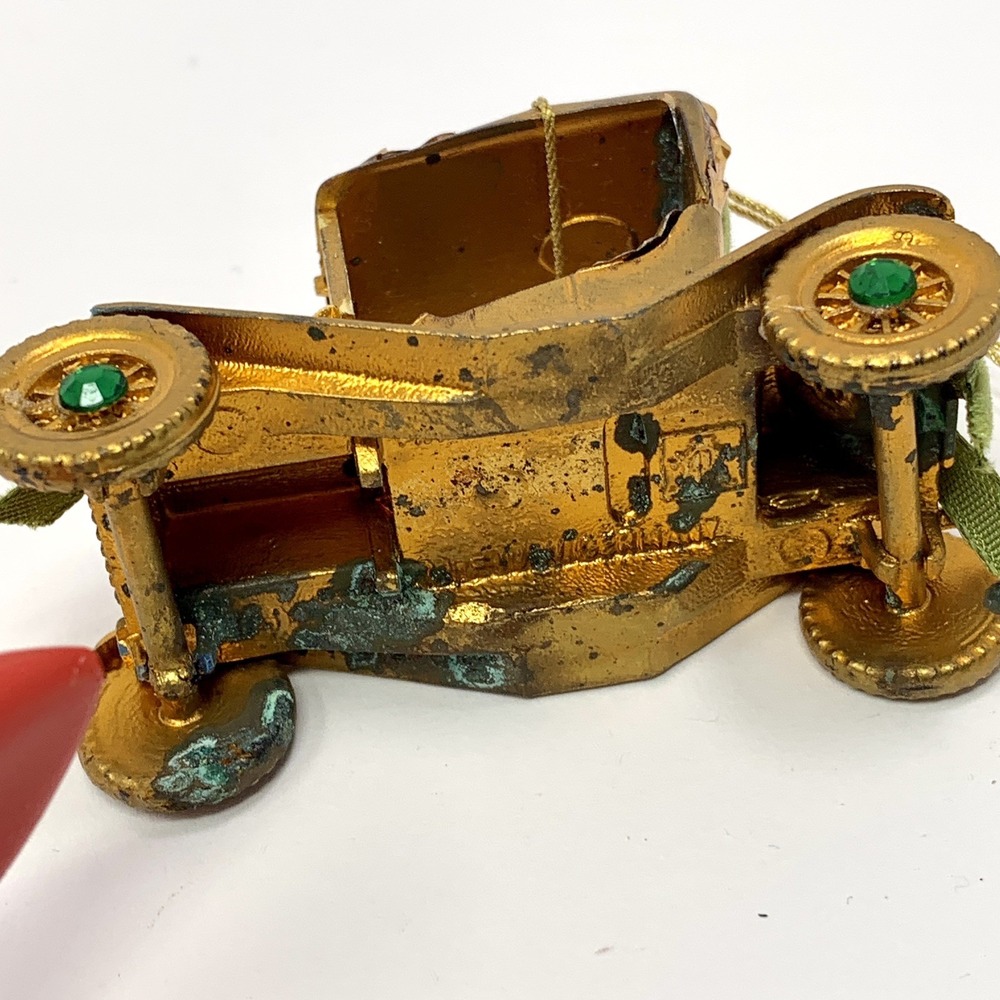 Lot 4 Vintage Koestel Maxwell & Renault Golden Jeweled Car Ornaments W Germany - Picture 8 of 13